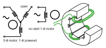 3 φ motor runs from 1 φ power