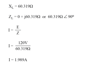 ac circuit purely reactive load equation
