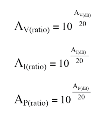 convert decibel gain equation