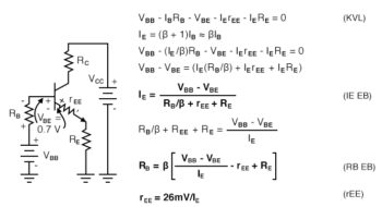emitter bias equations with internal emitter resistance