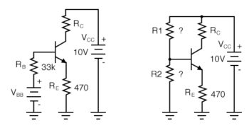 emitter bias example converted to voltage divider bias