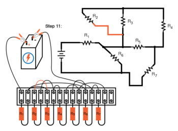 schematic diagram shown next to terminal strip circuit step11