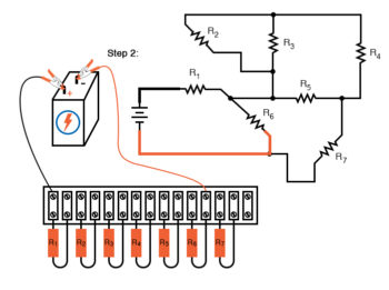 schematic diagram shown next to terminal strip circuit step2