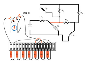 schematic diagram shown next to terminal strip circuit step6