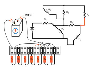 schematic diagram shown next to terminal strip circuit step7