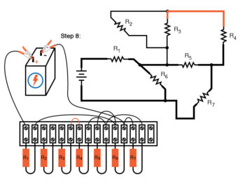 schematic diagram shown next to terminal strip circuit step8