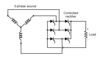 three phase bridge SCR control of load