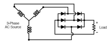 three phase full wave bridge rectifier circuit