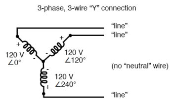 three phase three wire y connection
