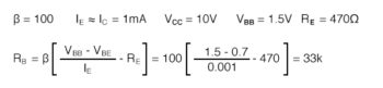 values selected for an emitter bias