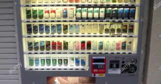 kyoto japan april 16 2018 wide view of a cigarette vending machine in kyoto 2AMR5JP