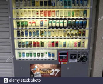 kyoto japan april 16 2018 wide view of a cigarette vending machine in kyoto 2AMR5JP